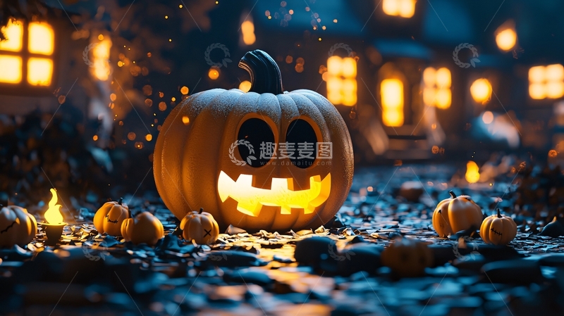 高清大图下载【趣麦麦图】万圣节南瓜灯夜景