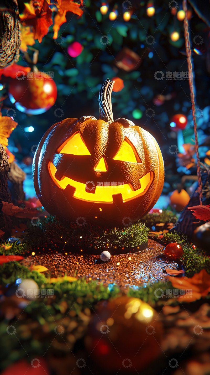 高清大图下载【趣麦麦图】万圣节南瓜灯夜景