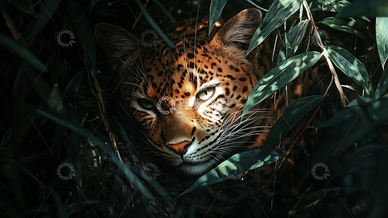 高清大图下载【趣麦麦图】丛林中的豹子