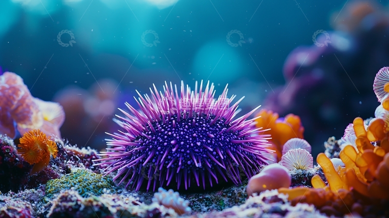 高清大图下载【趣麦麦图】海底珊瑚与海胆的美丽景象