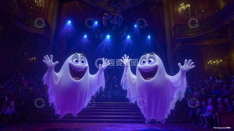 高清大图下载【趣麦麦图】舞台上的卡通幽灵