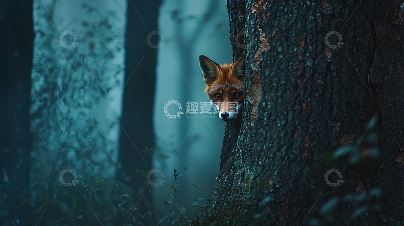 高清大图下载【趣麦麦图】森林中的狐狸