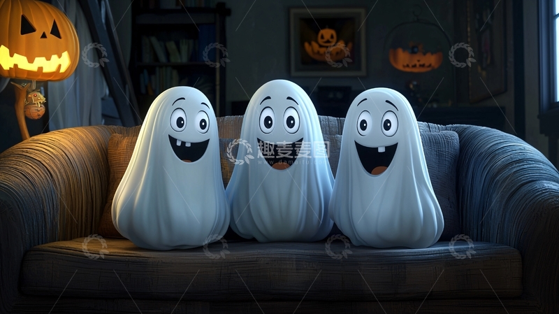 高清大图下载【趣麦麦图】万圣节鬼魂沙发场景