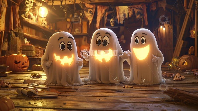 高清大图下载【趣麦麦图】万圣节鬼魂灯饰装饰场景