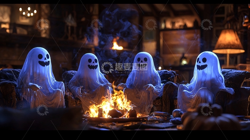 高清大图下载【趣麦麦图】万圣节鬼魂聚会场景