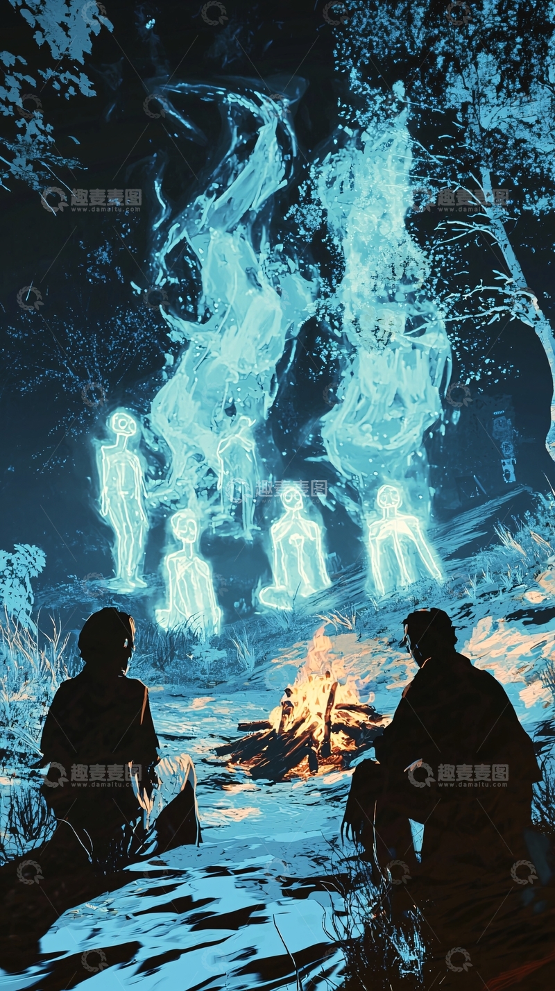 高清大图下载【趣麦麦图】篝火旁的幽灵故事