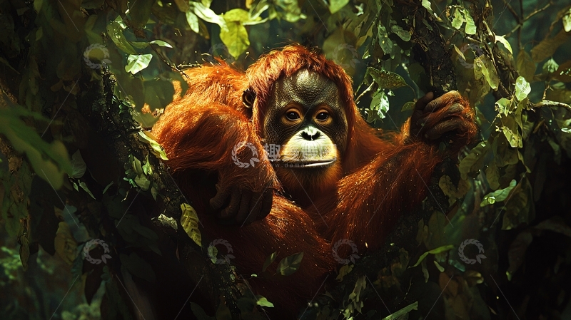 高清大图下载【趣麦麦图】红毛猩猩丛林探险