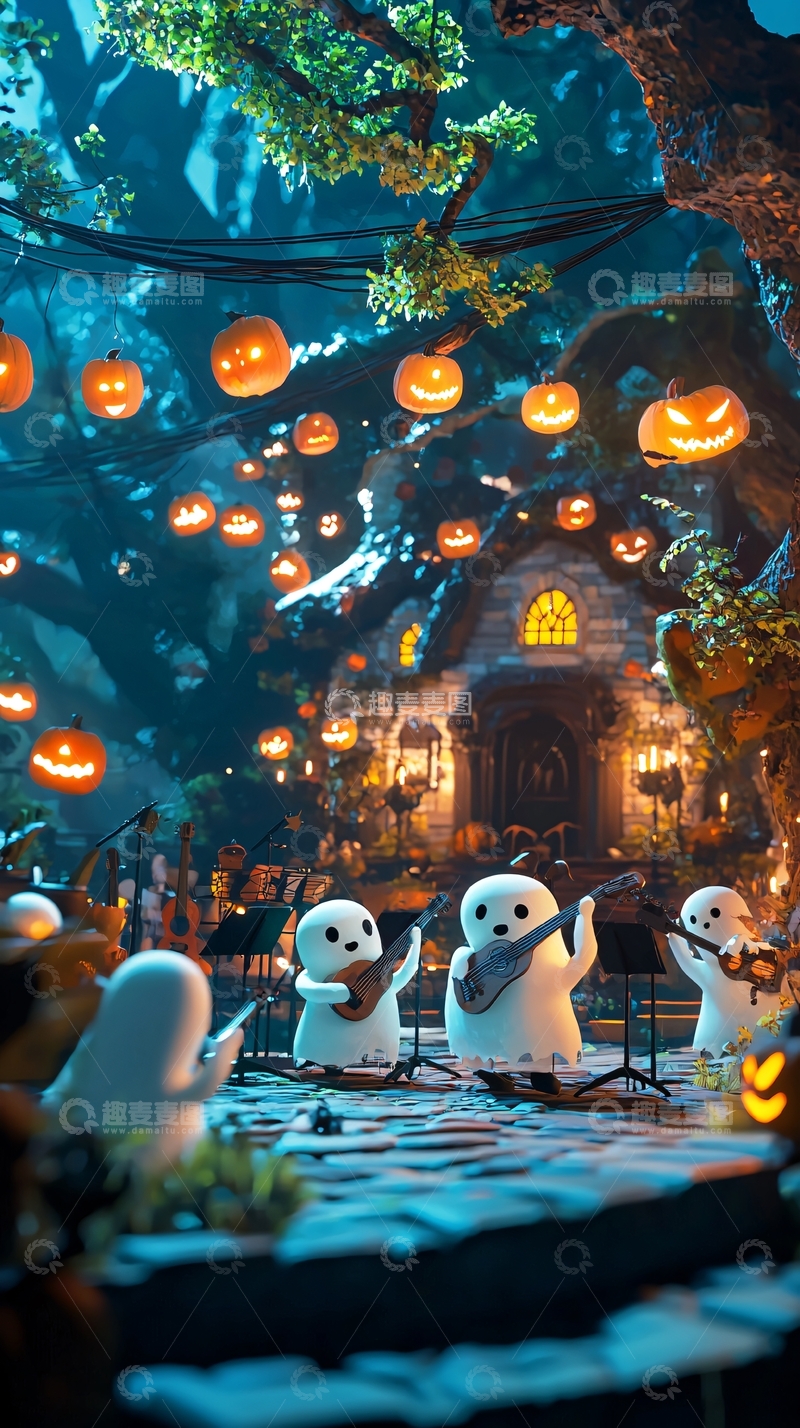 高清大图下载【趣麦麦图】万圣节鬼魂音乐会
