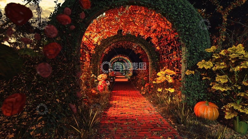 高清大图下载【趣麦麦图】秋日花园小径