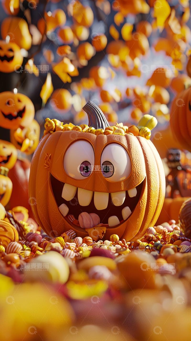 高清大图下载【趣麦麦图】万圣节南瓜糖果堆