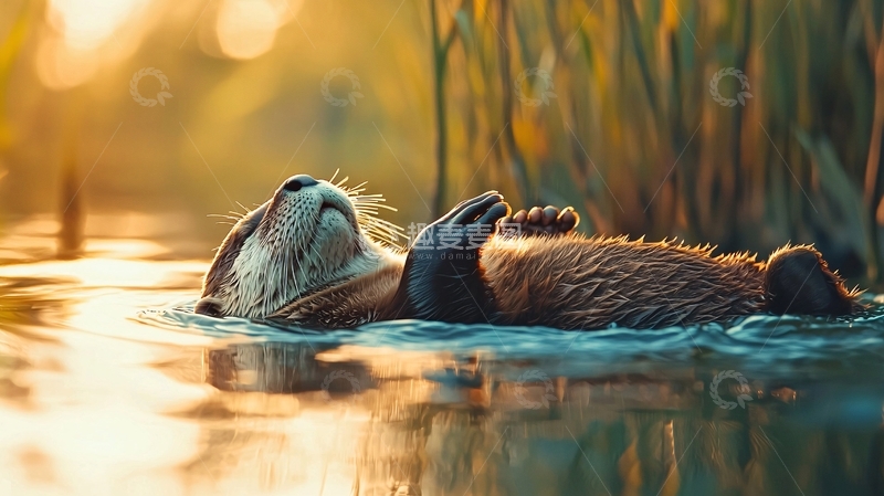 高清大图下载【趣麦麦图】水中的河狸放松时刻