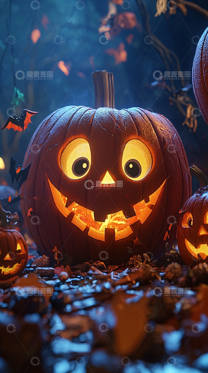 高清大图下载【趣麦麦图】万圣节南瓜灯夜景