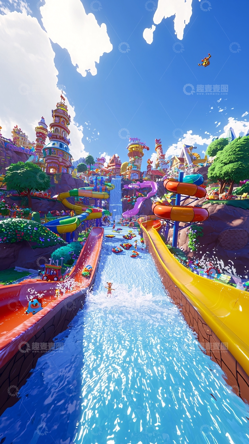 高清大图下载【趣麦麦图】梦幻水上乐园游乐场景