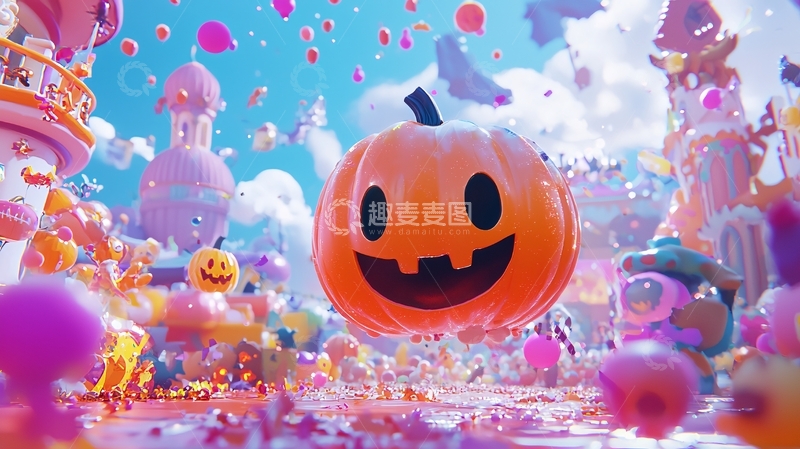 高清大图下载【趣麦麦图】万圣节南瓜糖果派对场景