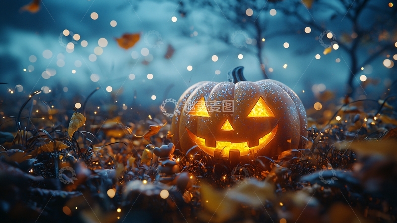 高清大图下载【趣麦麦图】万圣节南瓜灯夜景