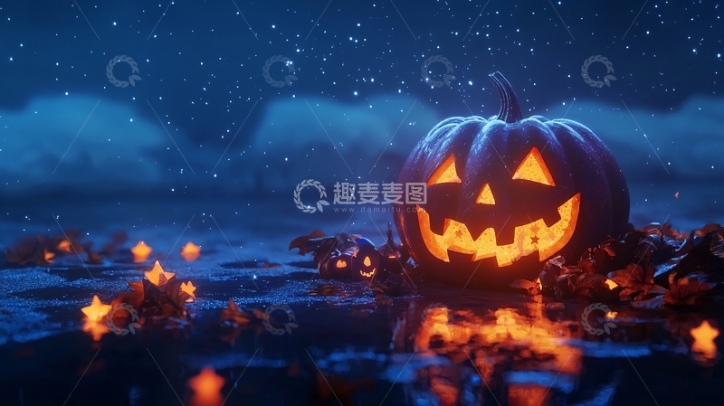 高清大图下载【趣麦麦图】万圣节南瓜夜景
