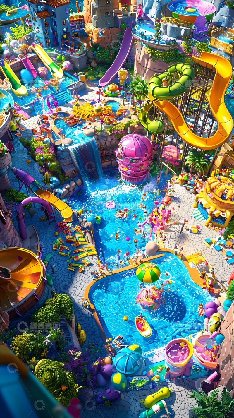 高清大图下载【趣麦麦图】梦幻水上乐园游乐场场景