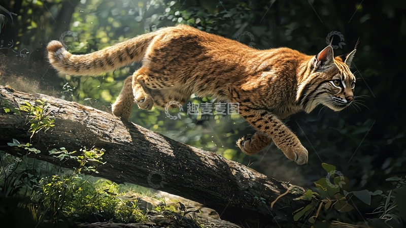 高清大图下载【趣麦麦图】森林中的敏捷猫科动物