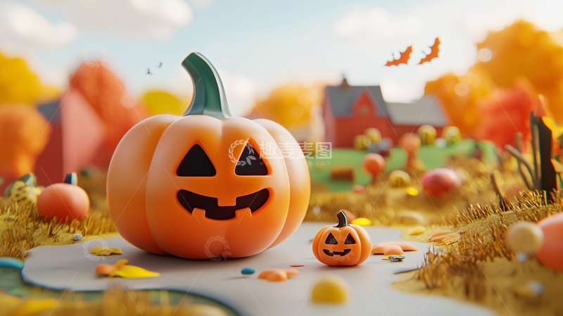 高清大图下载【趣麦麦图】万圣节南瓜与糖果场景
