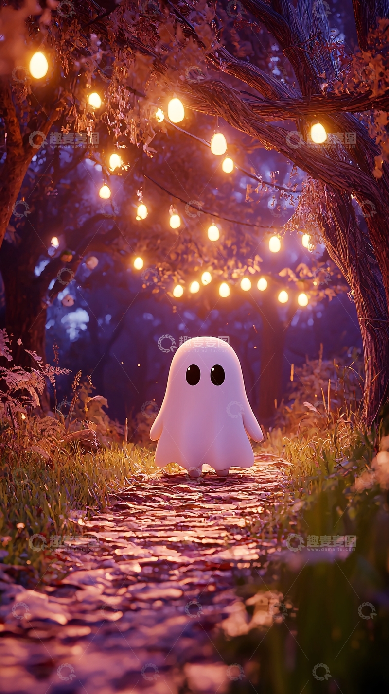 高清大图下载【趣麦麦图】幽灵森林夜景灯饰