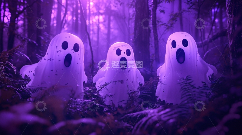 高清大图下载【趣麦麦图】紫色森林中的幽灵