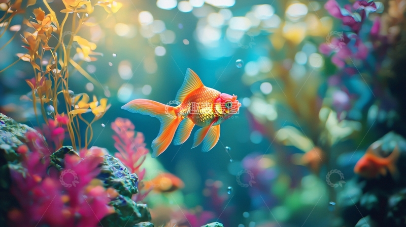 高清大图下载【趣麦麦图】梦幻水族馆中的金鱼
