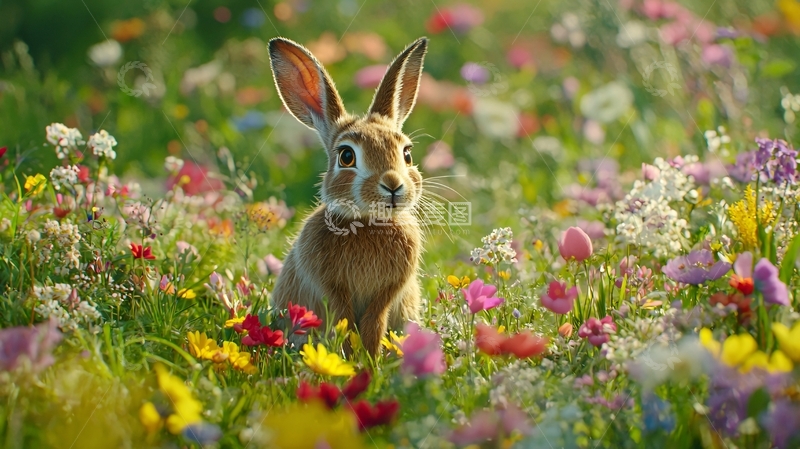 高清大图下载【趣麦麦图】春天田野里的小兔子