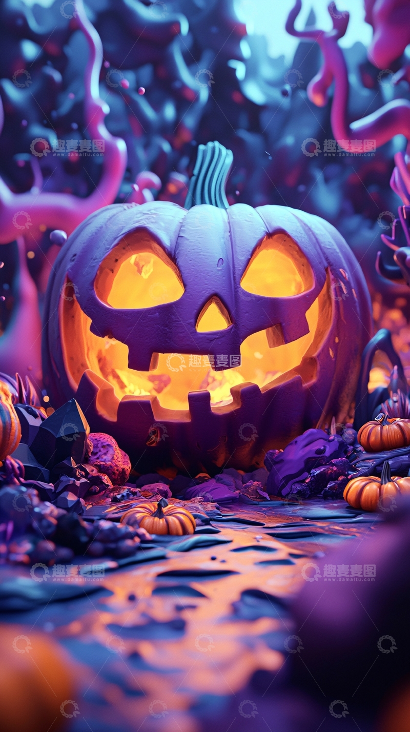 高清大图下载【趣麦麦图】万圣节南瓜灯夜景