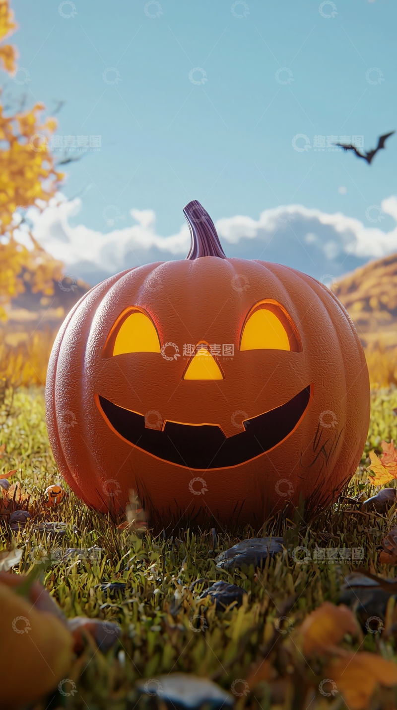 高清大图下载【趣麦麦图】万圣节南瓜灯户外场景