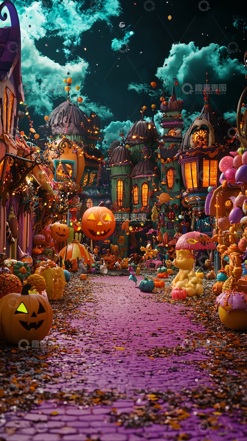 高清大图下载【趣麦麦图】万圣节主题梦幻小镇