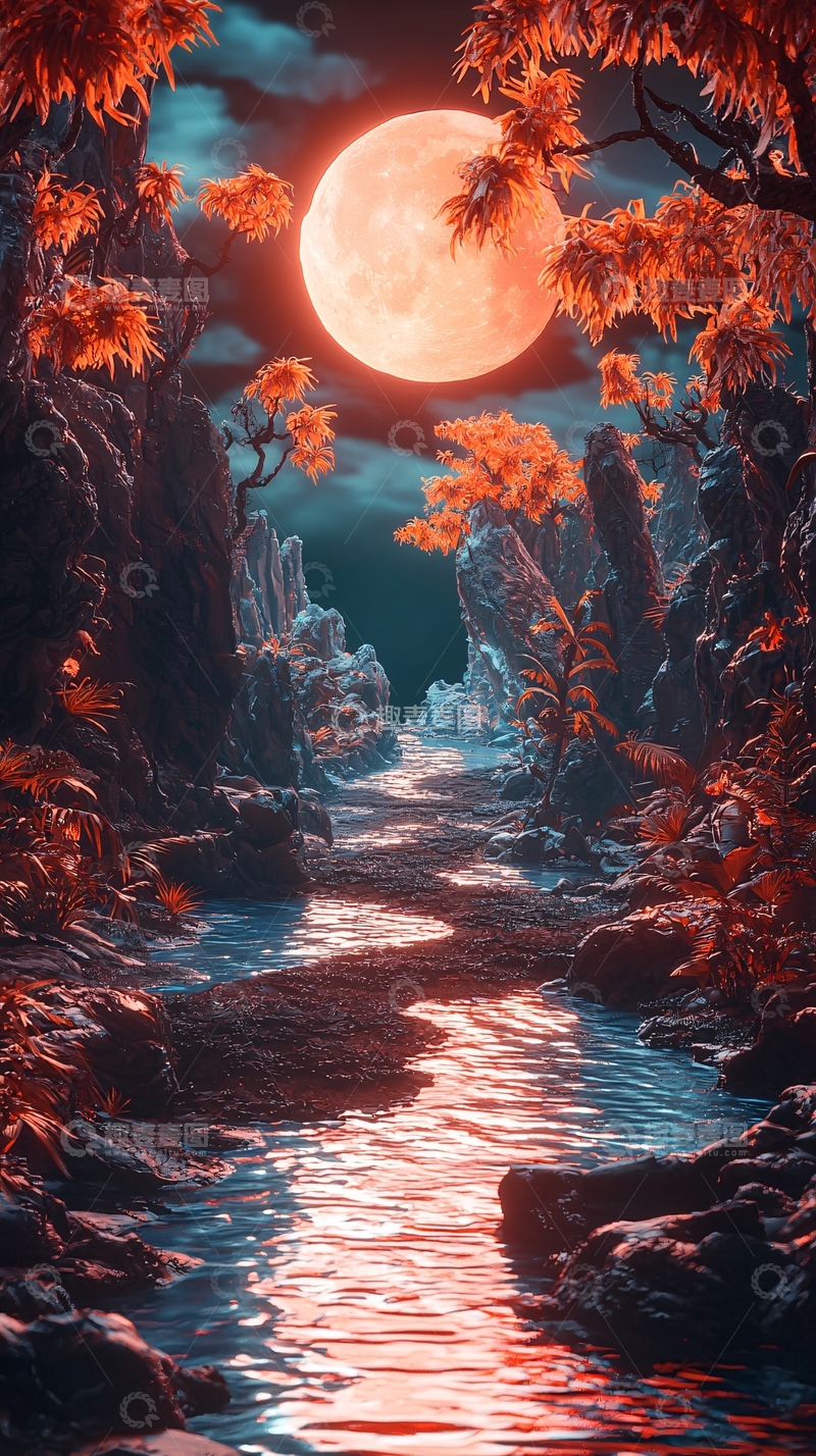 高清大图下载【趣麦麦图】月光下的神秘峡谷