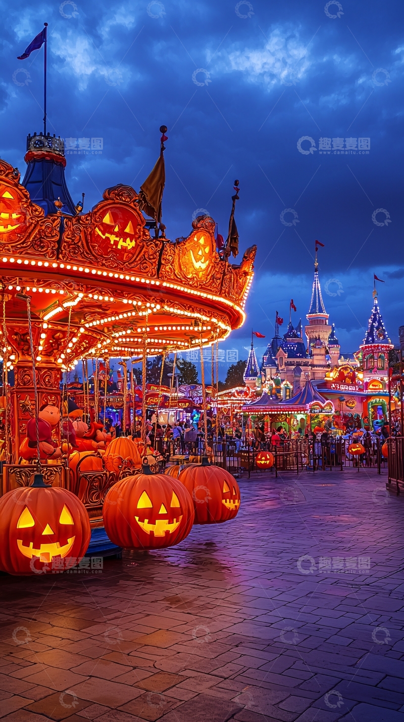 高清大图下载【趣麦麦图】万圣节主题乐园夜景