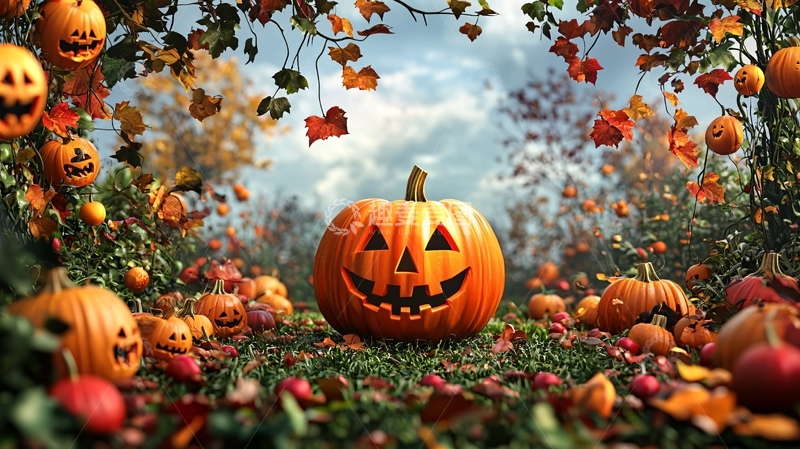 高清大图下载【趣麦麦图】秋日南瓜丰收场景