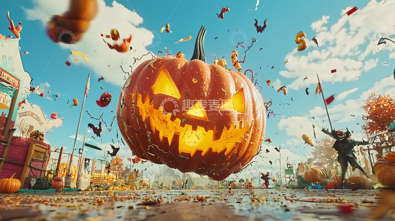 高清大图下载【趣麦麦图】万圣节南瓜派对庆祝场景