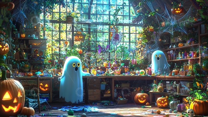 高清大图下载【趣麦麦图】万圣节主题鬼屋装饰场景