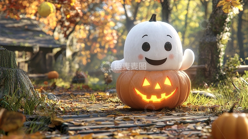 高清大图下载【趣麦麦图】万圣节南瓜灯鬼魂装饰场景