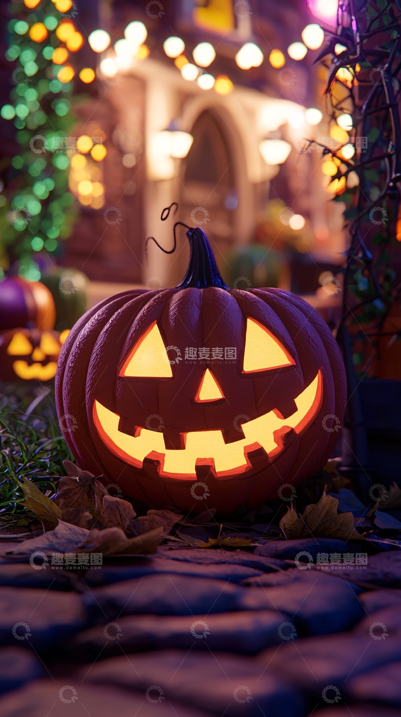 高清大图下载【趣麦麦图】万圣节南瓜灯夜景