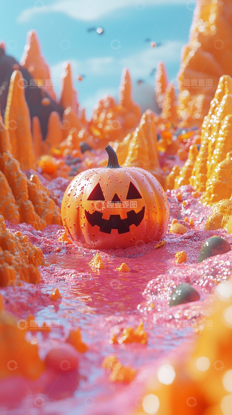 高清大图下载【趣麦麦图】万圣节南瓜与糖果海洋