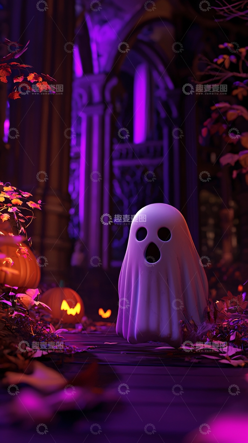 高清大图下载【趣麦麦图】万圣节幽灵南瓜灯装饰场景