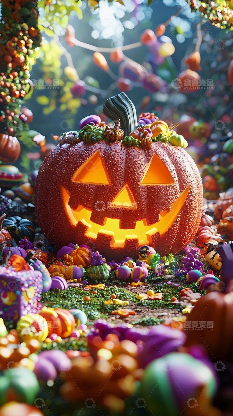 高清大图下载【趣麦麦图】万圣节南瓜灯与糖果乐园