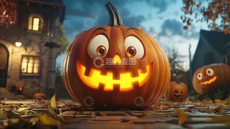 高清大图下载【趣麦麦图】万圣节南瓜灯夜景