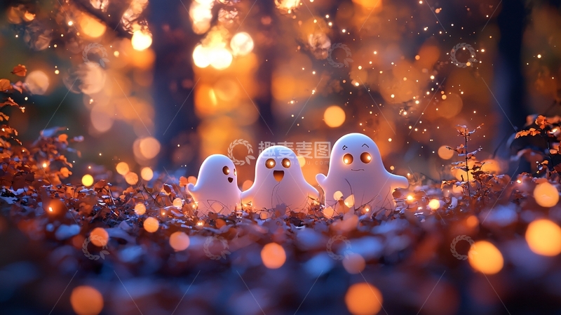 高清大图下载【趣麦麦图】秋夜森林中的小鬼们