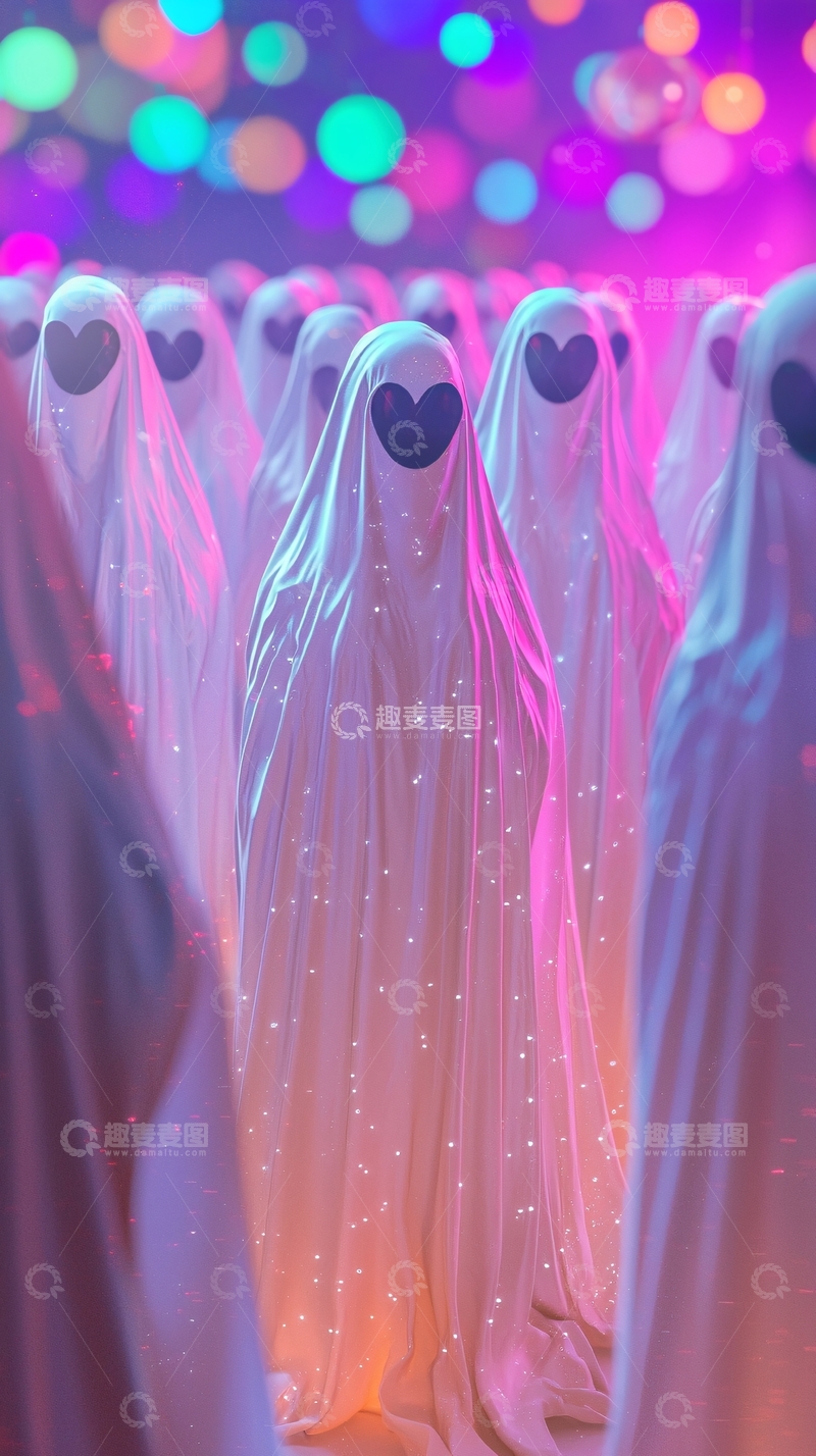 高清大图下载【趣麦麦图】心形面具的幽灵群像