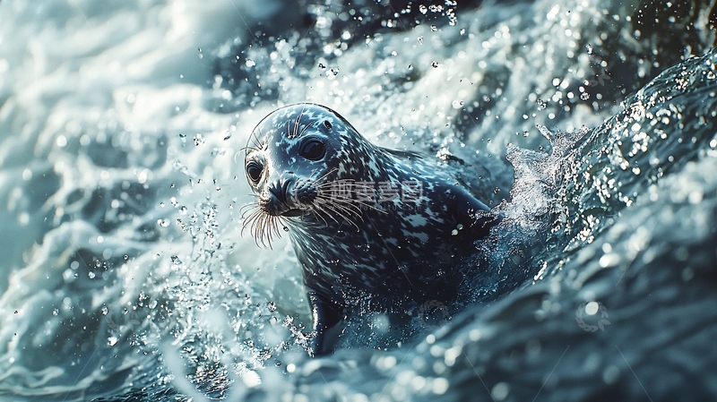 高清大图下载【趣麦麦图】海豹在水中嬉戏