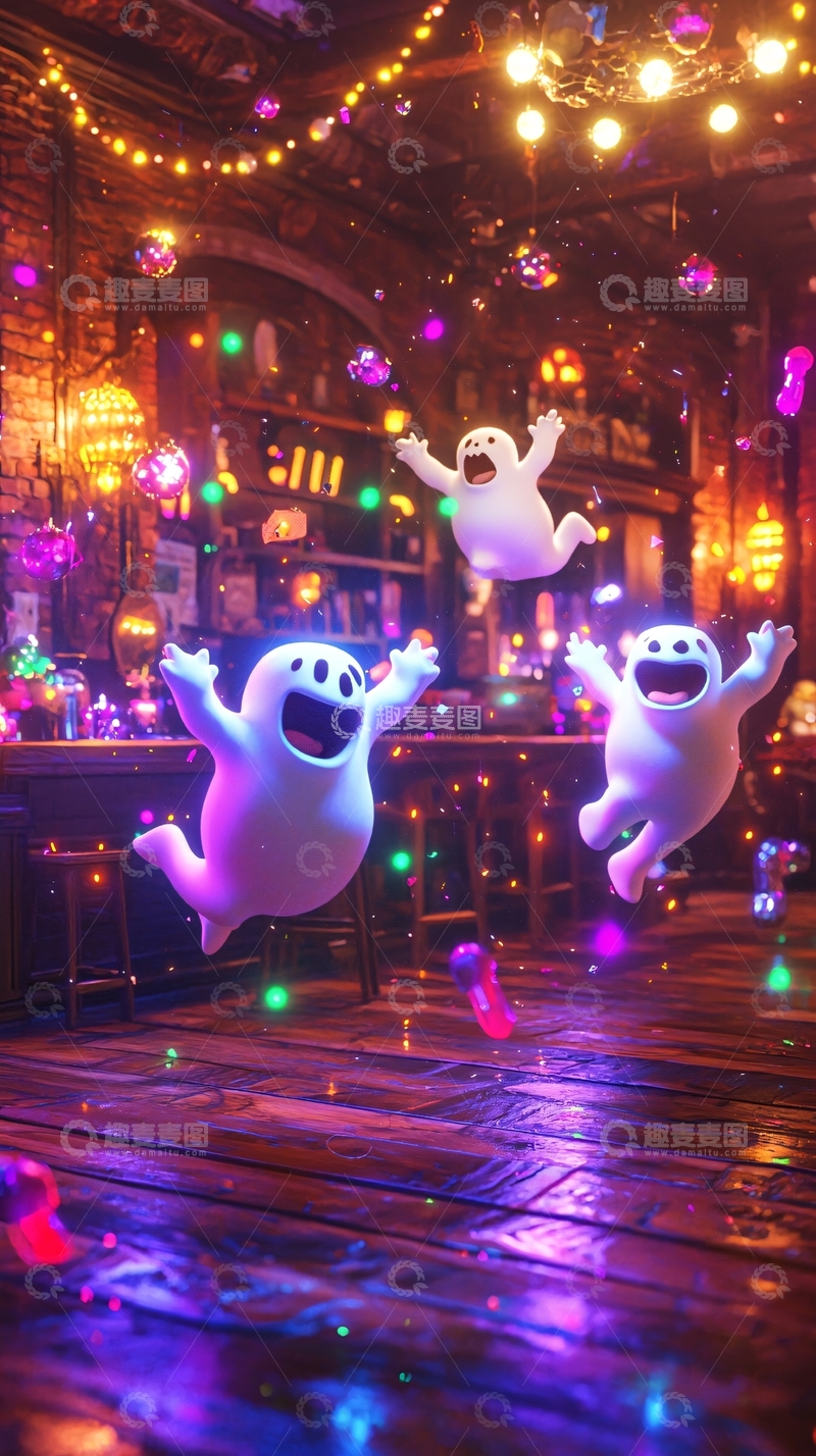 高清大图下载【趣麦麦图】万圣节酒吧里的幽灵