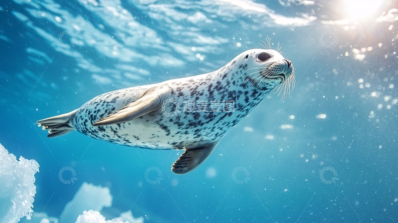高清大图下载【趣麦麦图】海豹在水下游泳