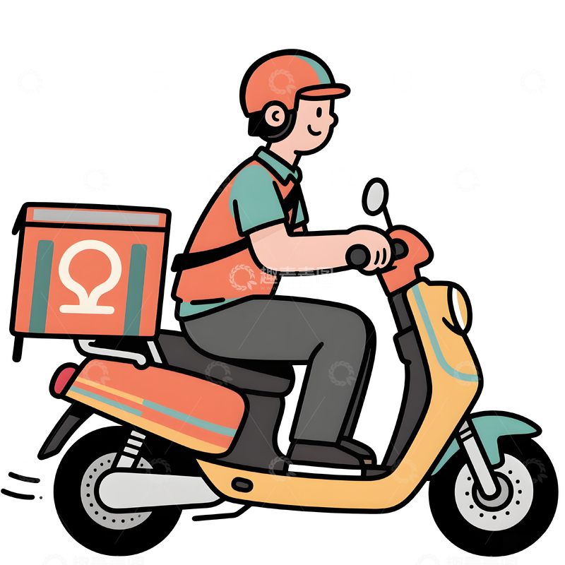 源文件下载【趣麦麦图】劳动节卡通外卖员元素