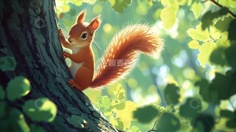 高清大图下载【趣麦麦图】森林里的可爱松鼠