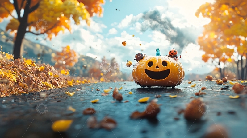 高清大图下载【趣麦麦图】秋日南瓜车游行