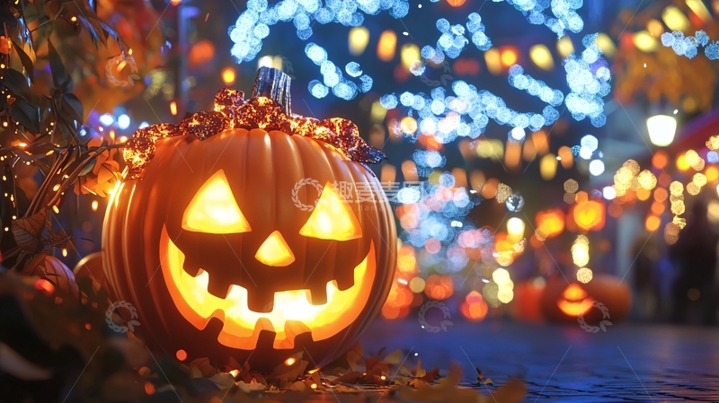 高清大图下载【趣麦麦图】万圣节南瓜灯夜景